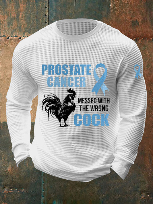 Men's Prostate Cancer Awareness Waffle Print Casual T-Shirt