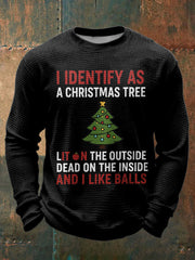 Men's  Funny Identify As A Christmas Tree Printed Waffle Tops