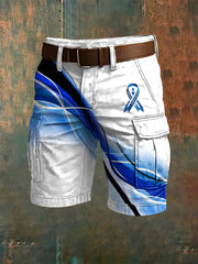 Men's Prostate Cancer Awareness Printed Casual Shorts