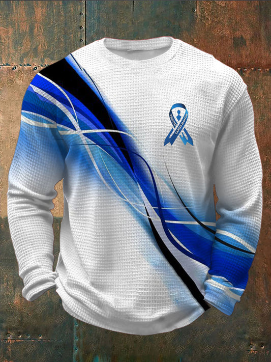 Men's Prostate Cancer Awareness Waffle Print Casual T-Shirt