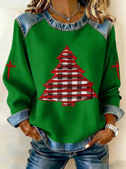 Women's Christmas Pattern Patchwork Art Sweatshirt