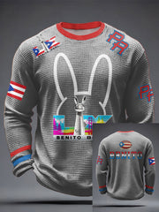 Men's Bunny Football Music Lover Printed Waffle Tops