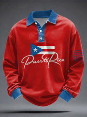 Men's Puerto Rico Flag Printed Casual Tops