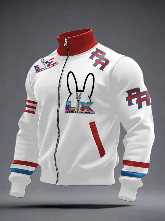 Men's Bunny Football Music Lover Printed Coat