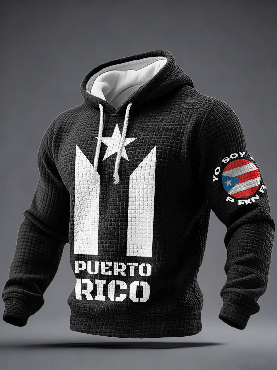 Men's Puerto Rico Proud Art Printed Hoodie
