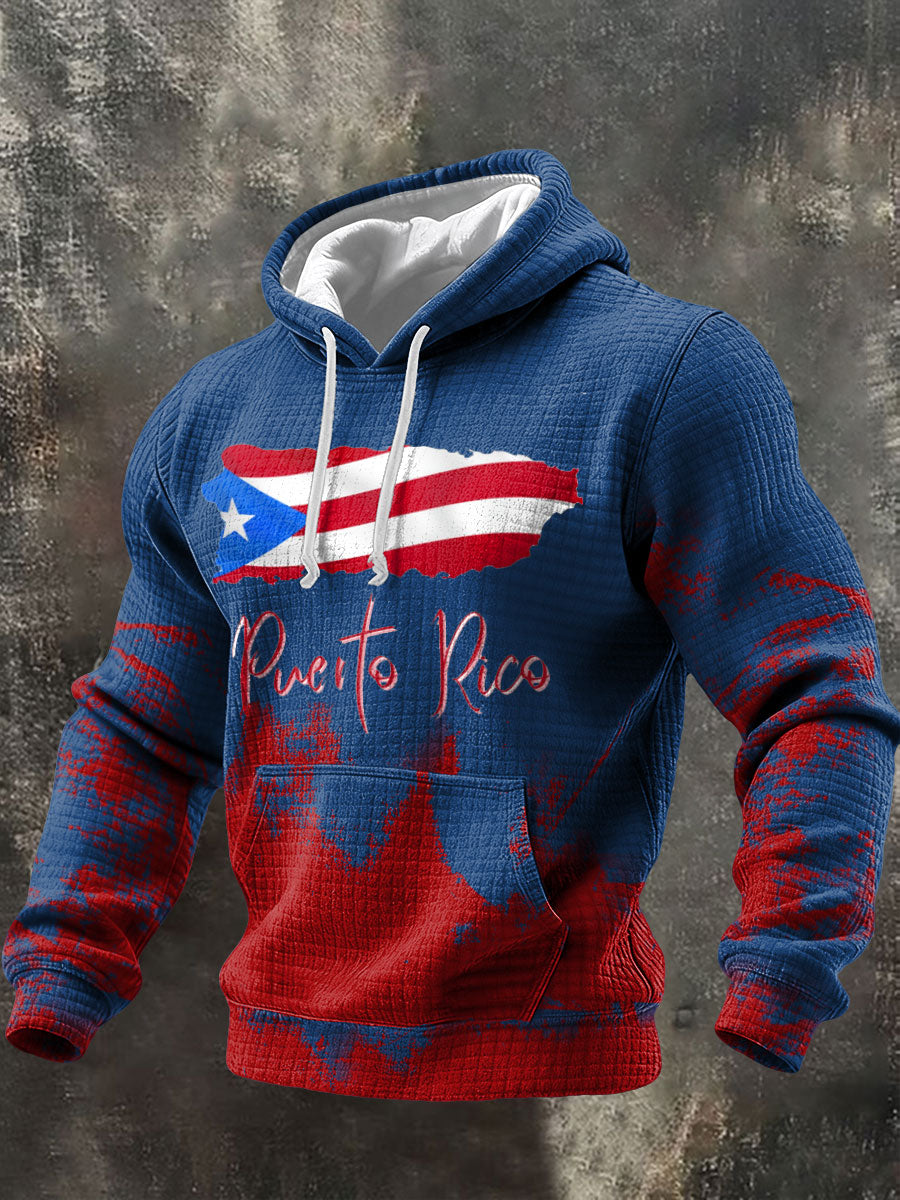 Men's Puerto Rico Proud Art Printed Hoodie