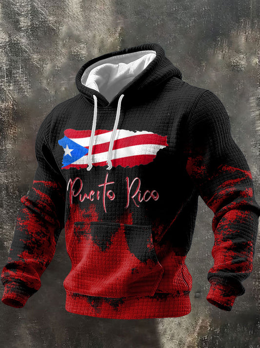 Men's Puerto Rico Proud Art Printed Hoodie