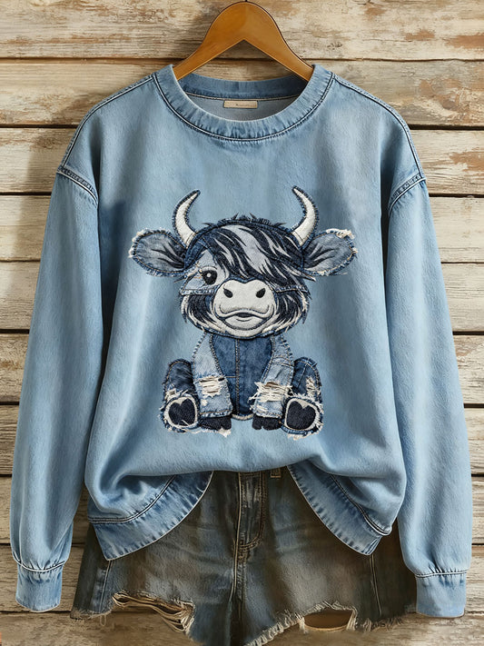 Women's Highland Cow Art Print Casual Sports Shirt
