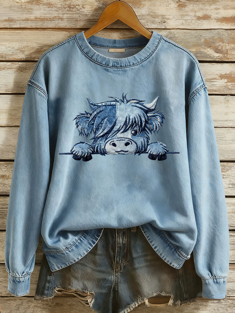 Women's Highland Cow Art Print Casual Sports Shirt
