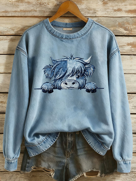 Women's Highland Cow Art Print Casual Sports Shirt