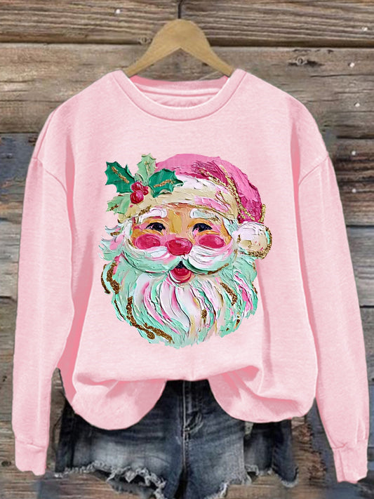 Women's Hand-painted Retro Santa Christmas Sweatshirt
