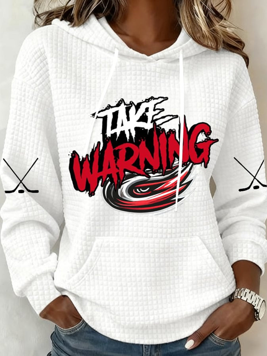 Women's Ice Hockey Print Casual Waffle Hoodie