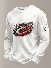 Men's Ice Hockey Print Casual Waffle Long Sleeve T-Shirt