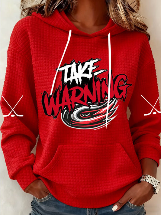 Women's Ice Hockey Print Casual Waffle Hoodie