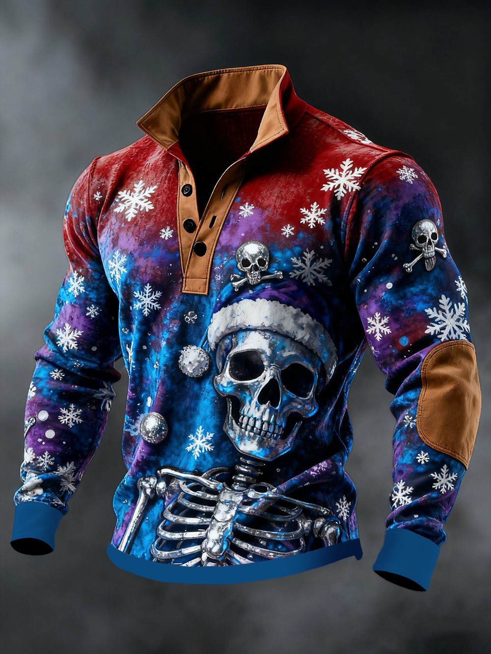 Men's Retro Christmas Skull Printed Sweatshirt