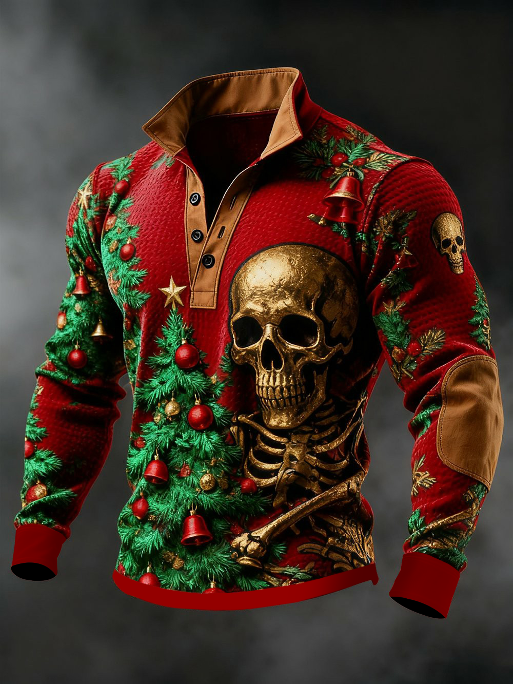 Men's Retro Christmas Skull Printed Sweatshirt