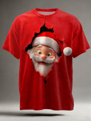 Men's Santa Claus Art Print Casual Short Sleeve T-shirt