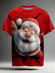 Men's Santa Claus Art Print Casual Short Sleeve T-shirt