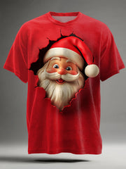 Men's Santa Claus Art Print Casual Short Sleeve T-shirt