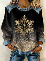 Women's Christmas Pattern Patchwork Art Sweatshirt