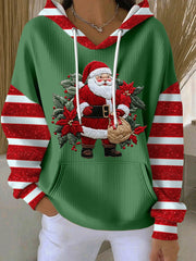 Women's Santa Claus Print Casual Hoodie