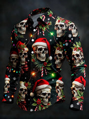Men's Vintage Christmas Skull Long Sleeve Shirt