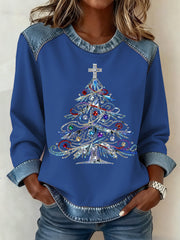 Women's Christmas Pattern Patchwork Art Sweatshirt