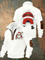 Men's Fun Santa  Plush Stand Collar Shirt