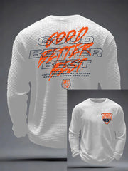 Men's Good Better Best Print Gift For Football Fans Gameday Casual Waffle Long Sleeve T-Shirt