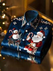 Men's Christmas Printed Satin Shirt