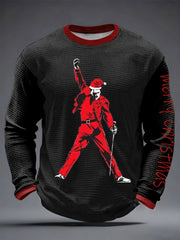 Men's Christmas Print Waffle Long Sleeve T-Shirt