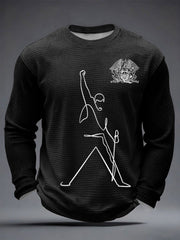 Men's Rock Print Waffle Long Sleeve T-Shirt