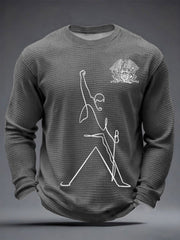 Men's Rock Print Waffle Long Sleeve T-Shirt