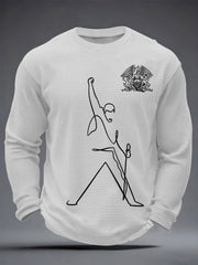 Men's Rock Print Waffle Long Sleeve T-Shirt