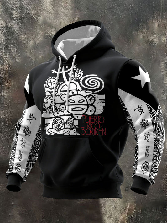 Men's Puerto Rico Taino Proud Art Printed Hoodie