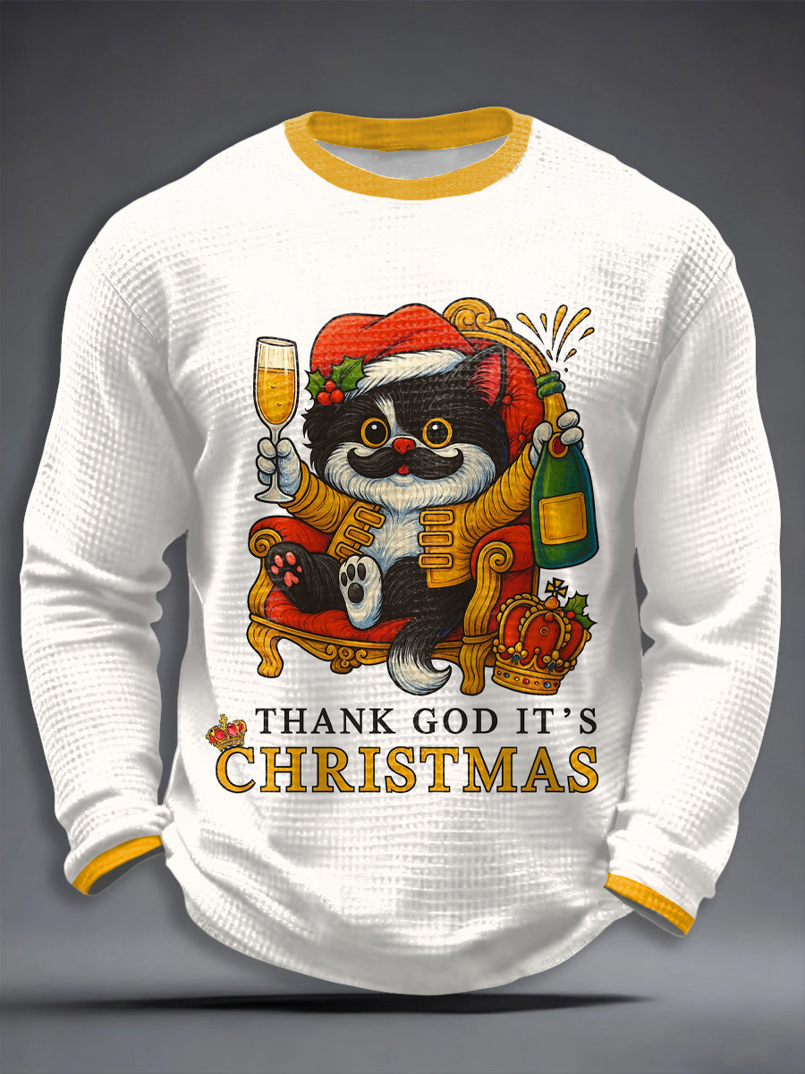 Men's Rock Band Inspired Christmas Waffle Long Sleeve T-Shirt