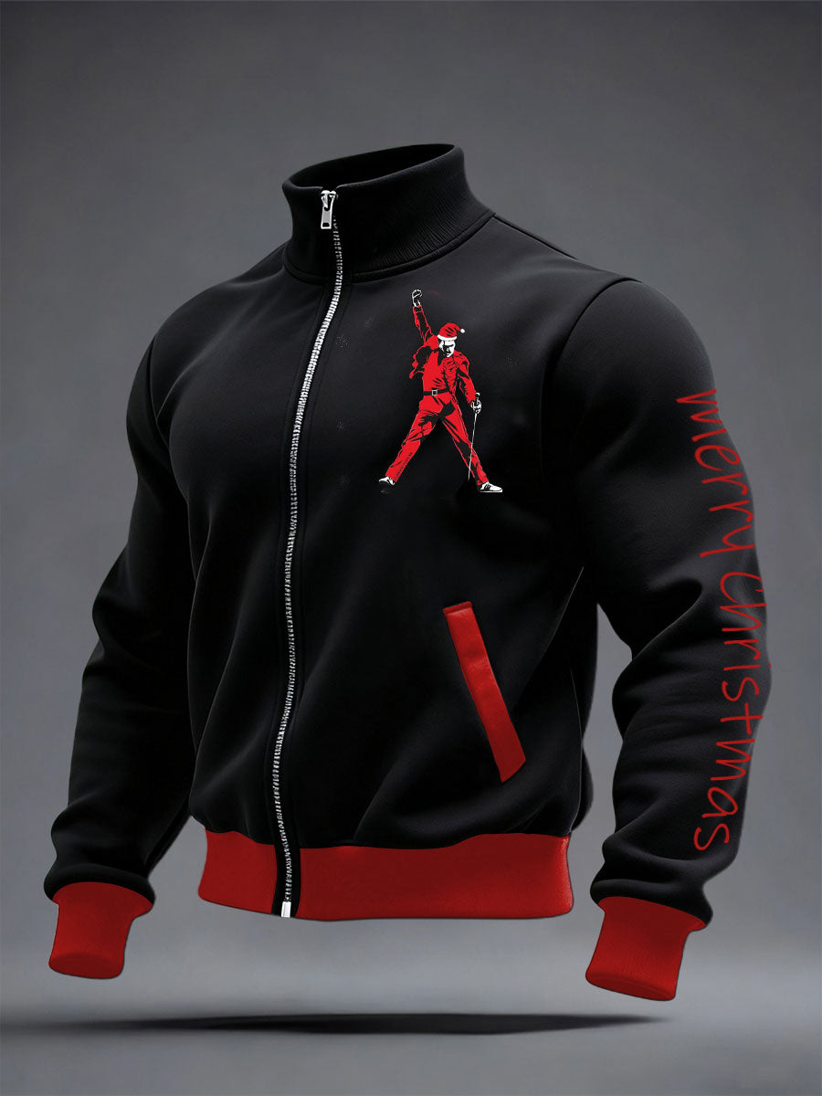 Men's Rock Christmas Zip-Up Hoodie