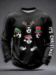 Men's Rock Band Inspired Christmas Waffle Long Sleeve T-Shirt