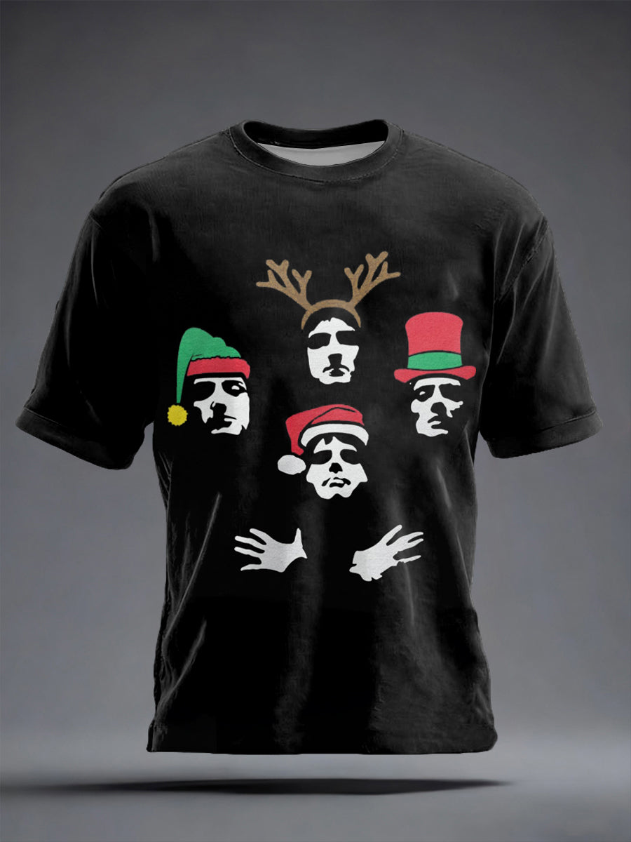 Men's Rock Band Inspired Christmas short sleeves t-shirt