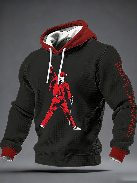 Men's Rock Christmas Checkered Cotton Hoodie