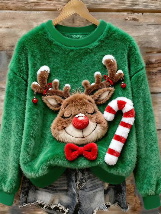 Women's Christmas Reindeer Flannel Hoodie