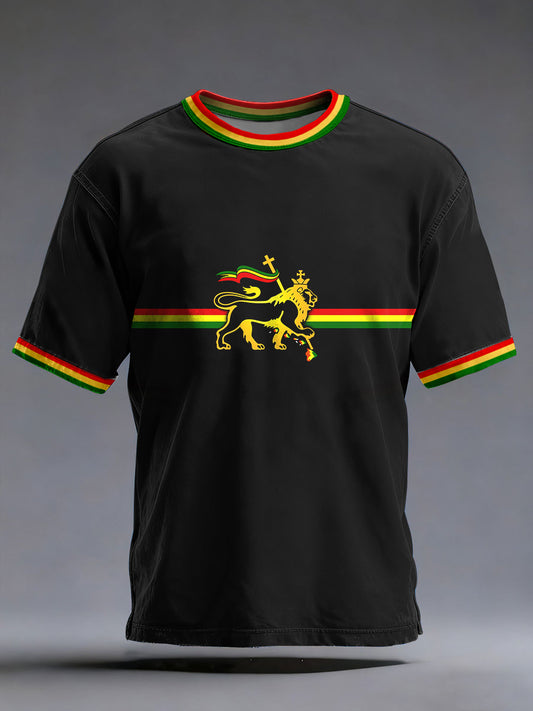 Men's Reggae Music Inspired Lion Print T-Shirt