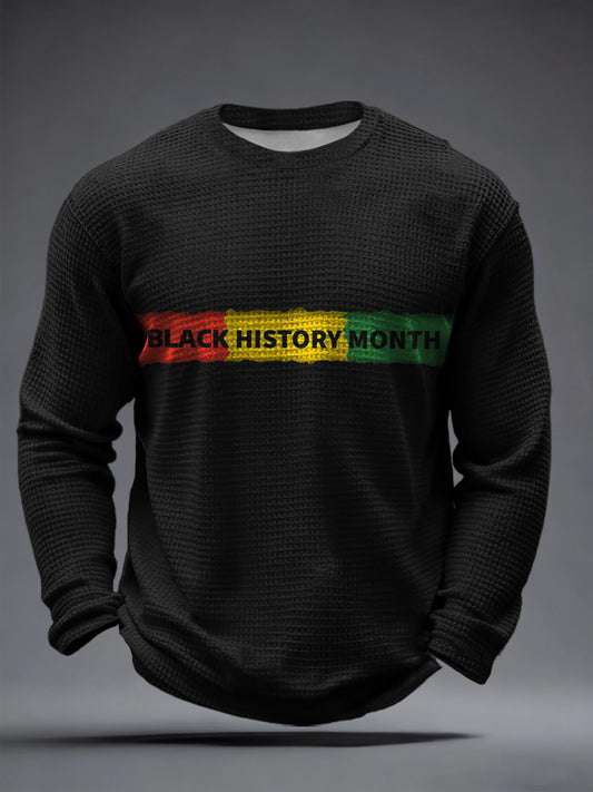 Men's Black History Month Inspired Print Waffle Long-Sleeve T-Shirt
