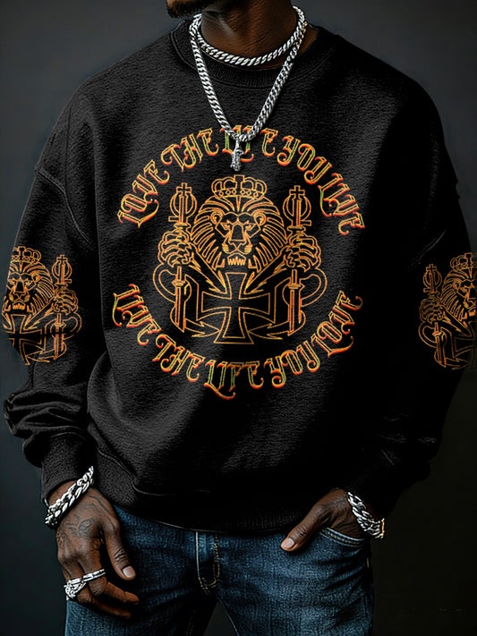 Men's Reggae Music Inspired Lion Print Sweatshirt