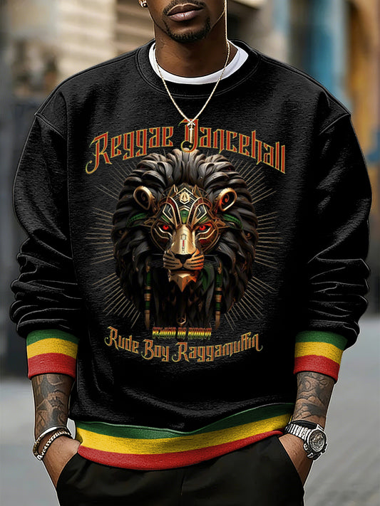 Men's Reggae Music Inspired Lion Print Sweatshirt
