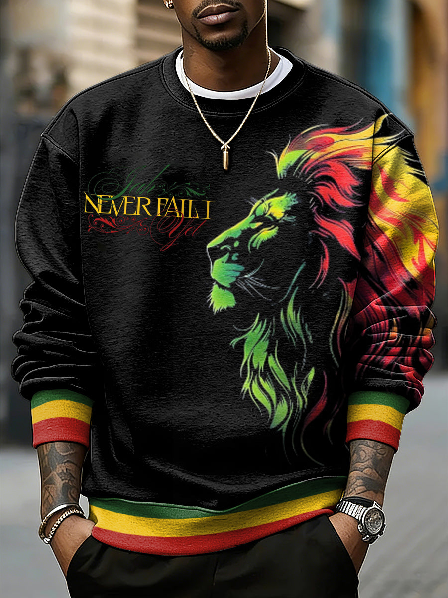 Men's Reggae Music Inspired Lion Print Sweatshirt