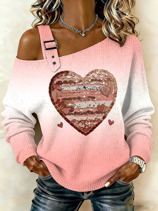 Women's Valentine's Day Print Casual Top