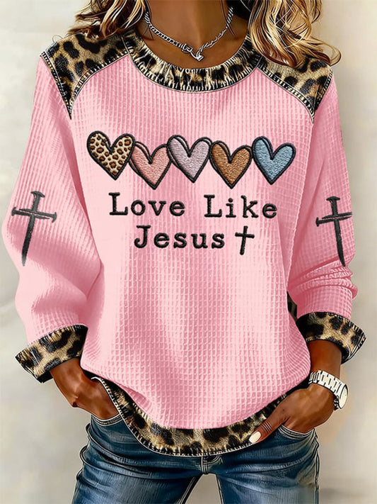Women's Love Like Jesus Leopard  Top