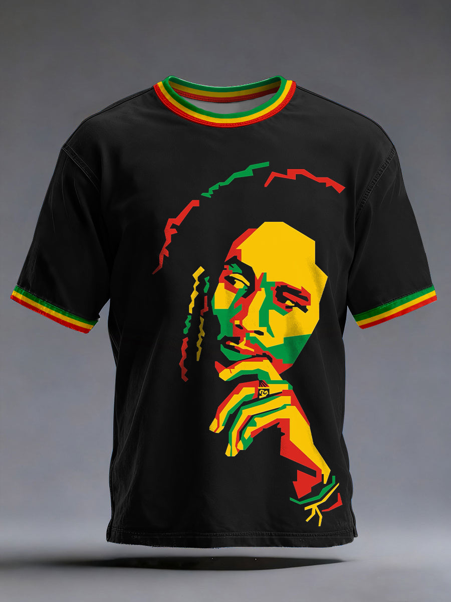 Men's Reggae Music Inspired Print Vintage T-Shirt