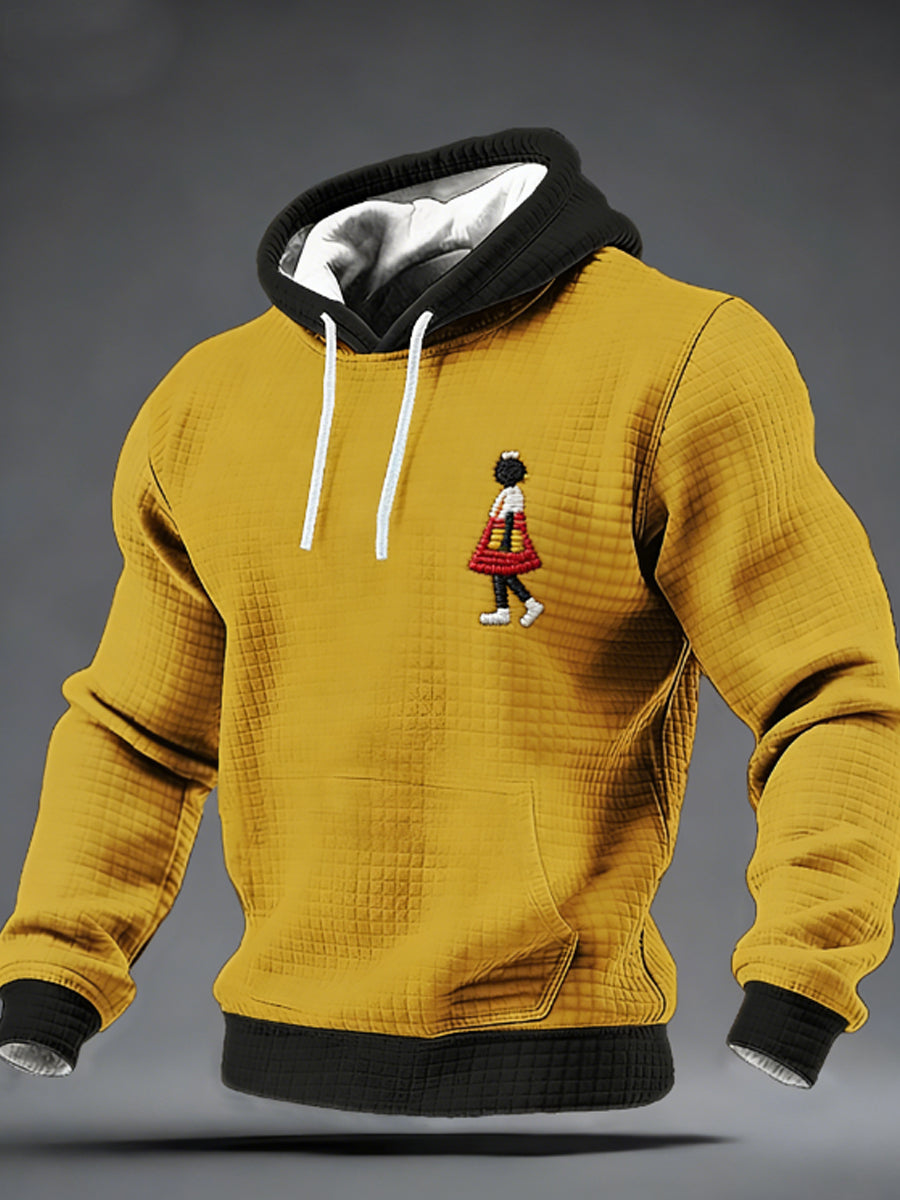 Men's Black History Black Girl Checkered Cotton Hoodie